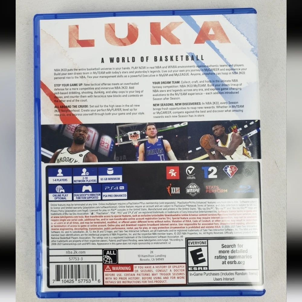 Sony PS4 LUKA NBA 2K22 Video Game